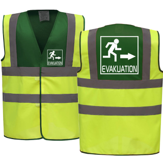 Evakuation Piktogramm Warnweste grün/gelb auch mit vielen Taschen S-3XL