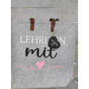 Tragetasche Lehrerin mit Herz aus Filz mit...