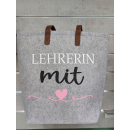 Tragetasche Lehrerin mit Herz aus Filz mit...