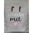 Tragetasche Lehrerin mit Herz aus Filz mit...