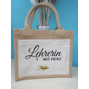 Geschenk Lehrerin mit Herz - mit Namen - Jute Tasche |...