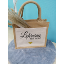 Geschenk Lehrerin mit Herz - mit Namen - Jute Tasche |...