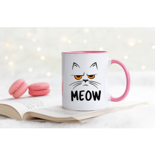 MEOW - Miau Katzen Tasse - Glitzer Kaffeebecher Tasse - Kaffeebecher