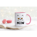 MEOW - Miau Katzen Tasse - Glitzer Kaffeebecher Tasse - Kaffeebecher