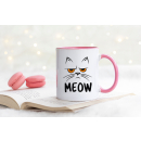 MEOW - Miau Katzen Tasse - Glitzer Kaffeebecher Tasse -...