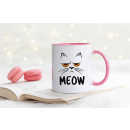 MEOW - Miau Katzen Tasse - Glitzer Kaffeebecher Tasse - Kaffeebecher