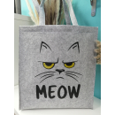 MEOW - Miau Katzen Filz Shopper Tasche mit leuchtenden...