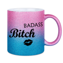 Glitzertasse Badass Bitch Glitzerkaffetasse Glitzer ist...