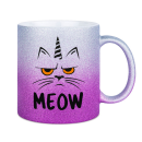 MEOW Horn - Miau Katzen Einhorn Tasse - Glitzer...