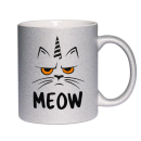 MEOW Horn - Miau Katzen Einhorn Tasse - Glitzer Kaffeebecher Tasse - Kaffeebecher