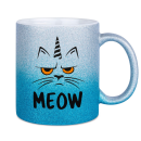 MEOW Horn - Miau Katzen Einhorn Tasse - Glitzer Kaffeebecher Tasse - Kaffeebecher