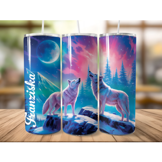 Wolf NightTumbler Edelstahl Trinkflasche XXL mit Wunschnamen