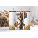 Tumbler Edelstahl Trinkflasche Skelett Dame Josie Gold XXL