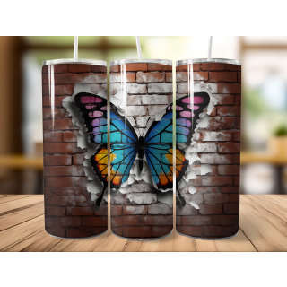 Schmetterling Rainbow - Zieglwand -Tumbler Edelstahl Trinkflasche