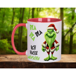 Green Santa Bla Bla Bla - Ich hasse Menschen - Kaffeetasse Teetasse