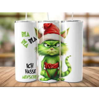 Green Cat - BLA BLA BLA - ich hasse Menschen - Tumbler Edelstahl Trinkflasche