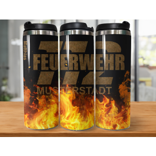 Feuerwehr 112 FW1500 Dark Tumbler Edelstahl Trinkflasche inkl Wunschnamen