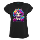 Einhorn Lulu Neon Unicorn Women Exended Shoulder T-Shirt