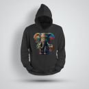 Funnywords® The Rainbow Elephant Unisex Deluxe Heavy Hoodie