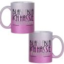 Bla Bla Bla ich Hasse Menschen Kaffeetasse Teetasse Glitzertasse Neontasse 20 Farben