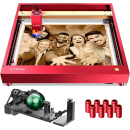 xTool D1 Pro Laser Graviermaschine Rot mit RA2 Pro Rotary- 60W CNC Lasergravierer und Laser Cutter, 10W Ausgangsleistung, 24000mm/min, 4 Grenzwertschalter, Lasergravur für Holz, Glas, + Absaugung