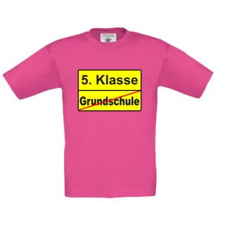 Schulkind - Kinder Shirt Einschulung Ortsschild Schule / 5.Klasse fuchsia-9/11