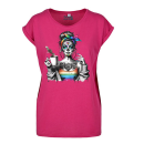 Coffee Skull Rainbow Premium Frauen T-Shirt Extended Shoulder