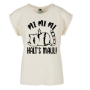 Mi Mi Mi -Halt´s Maul  Cat Edition Premium Frauen T-Shirt Extended Shoulder