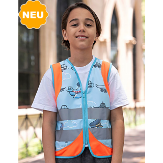 Kinder Motiv Weste Warnschutzweste Fahrzeuge