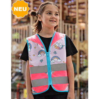 Kinder Motiv Weste Warnschutzweste Fantasy Einhorn + Ritter