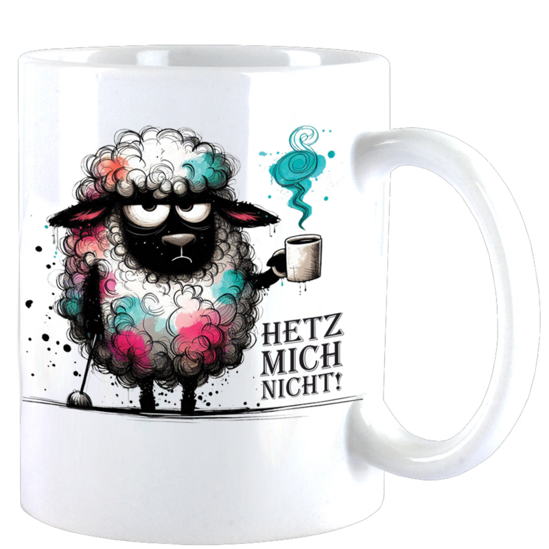 Samunshi Tasse 'Ich Denke An Schafe' - Neon Gelb, 300 Ml, Keramik, Mikrowellen- & Spülmaschinenfest - Lustige Geschenkidee