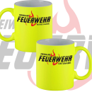 Neongelbe Feuerwehr Tasse FW2510 inkl. Wunschtext NEON...