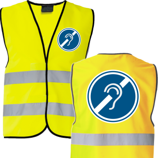 Gehörlosen Warnschutzweste Gehörlos standard 7 größen fluroszierend gelb-XL = 120 cm Umfang