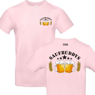 Funnywords® - Saufbuddys Premium JGA / Vatertag T-Shirt doppelseiten print Orchid-Pink-XXL