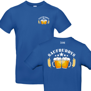 Funnywords® - Saufbuddys Premium JGA / Vatertag T-Shirt doppelseiten print royal-4XL