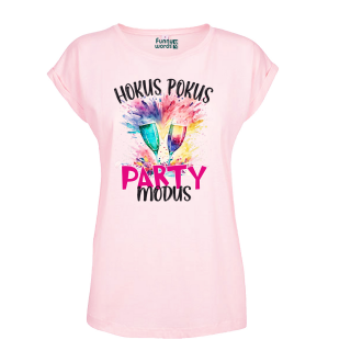 Hokus Pokus Party Modus Party Frauen T-Shirt Extended Shoulder Pink/Rosa M Druck vorne