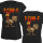 F-CAW-F Halloween Skelett Edition Funny Chicken / Huhn  Women Exended Shoulder T-Shirt