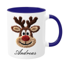 🦌 Personalisierte Rentier-Tasse – gehäkelter...