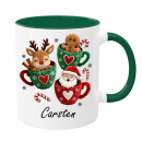 Personalisierte Weihnachtstasse mit Namen – Rentier, Lebkuchenmann & Weihnachtsmann | Weihnachtsbecher in verschiedenen Farben | Geschenkidee zu Weihnachten