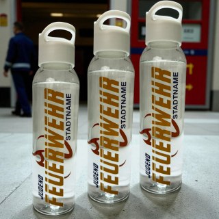Personalisierte 2510 Jugend Feuerwehr-Trinkflasche aus recyceltem RPET | Jugendfeuerwehr Flasche mit Name & Stadt | BPA-frei & umweltfreundlich