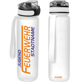 Personalisierte Trinkflasche Feuerwehr – BPA-frei & aus Tritan | Jugendfeuerwehr Flasche mit Name & Stadt | Robust & Leicht Transparent