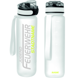 Feuerwehr Trinkflasche 9120 farbig 1000ml  inkl. Wunschnamen transparent Berufs