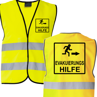 Evakuierungs Hilfe Piktogramm Warnweste Standard M-7XL neongelb df: schwarz-größe XL (ca.120 cmUmfang)