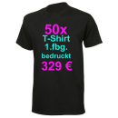 50x T-Shirt Fruit of the Loom schwarz mit 1-fbg. Druck