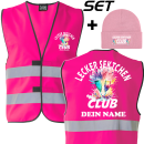 Lecker Sektchen Club Spar Set – Warnweste mit Namen und Beanie für echte Mitglieder