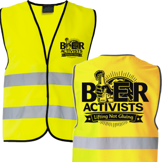 International Beeractivists - Lifting Not Gluing , Bier Aktivisten Sicherheitsweste Neongelb-S (ca. 90 cm Umfang)