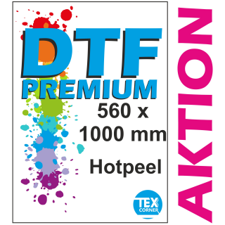 Premium DTF-Transfer - Meterware 560 x1000 mm Hot-Peel AKTION