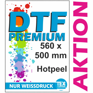 Premium DTF-Transfer NUR WEIß - Meterware 560 x1000 mm