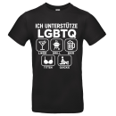 „Ich unterstütze LGBTQ“ Fun T-Shirt – Likör Grill Bier Titten Quickie