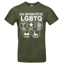 „Ich unterstütze LGBTQ“ Fun T-Shirt – Likör Grill Bier Titten Quickie